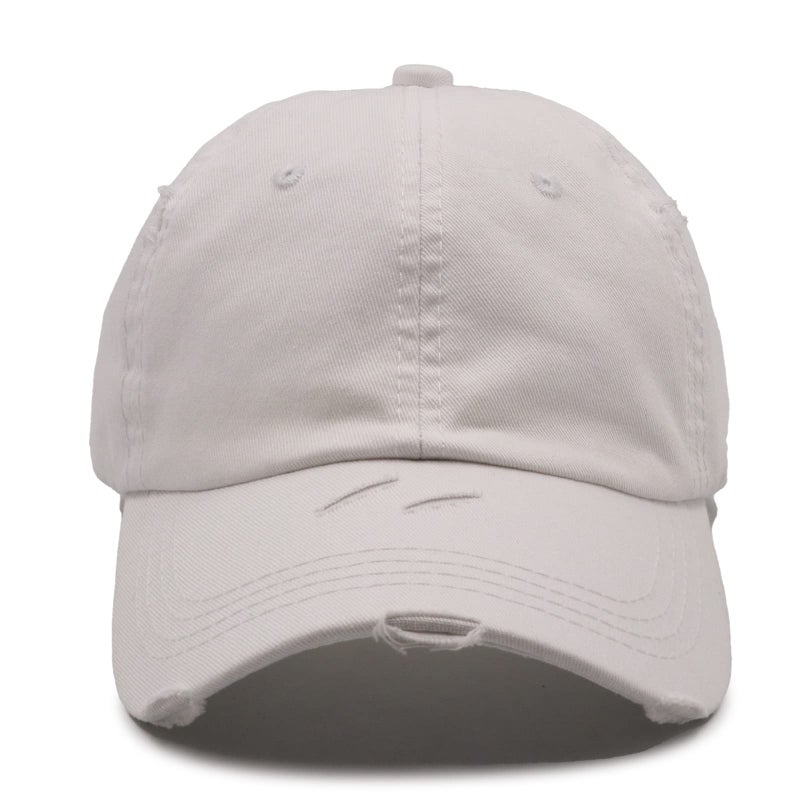 ProMindFun Womens Ponytail High Messy Bun Hats Distressed Baseball Caps Unconstructed Washed Dad Hat Girls Trucker Ponycaps (06-White) - Image 5